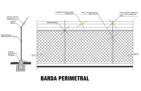 Iron Perimeter Fence Section And Construction Details Dwg File Cadbull