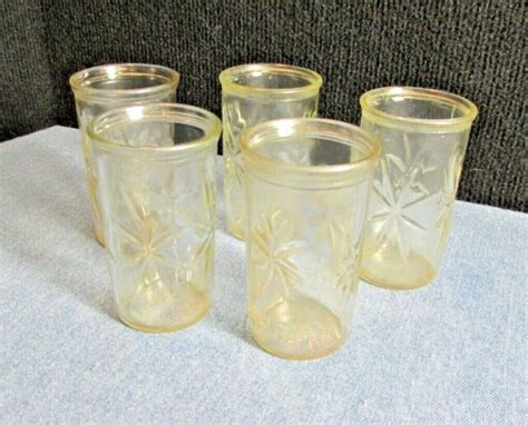 Ball 50th Anniversary Star Burst Anchor Hocking Jelly Jar Juice Glasses Vintage Ebay