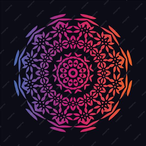 Premium Vector Colorful Gradient Color Mandala On Black Isolated