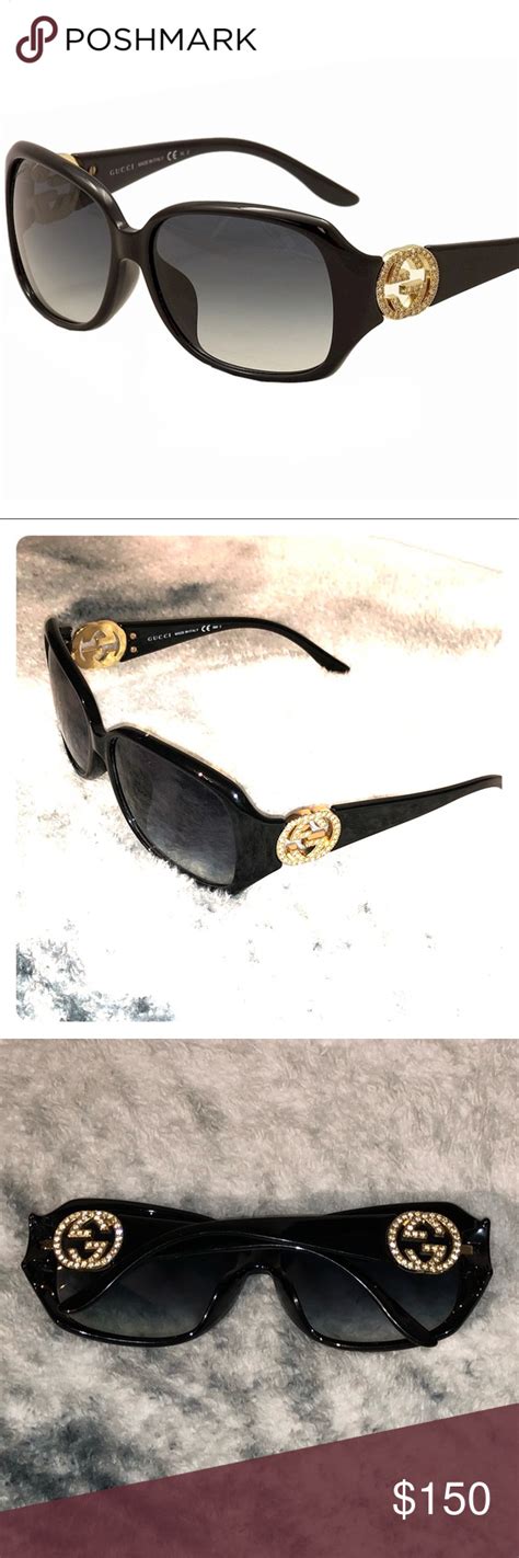 Gucci Black Rhinestone Square Sunglasses Gucci Black Sunglasses Black Rhinestone