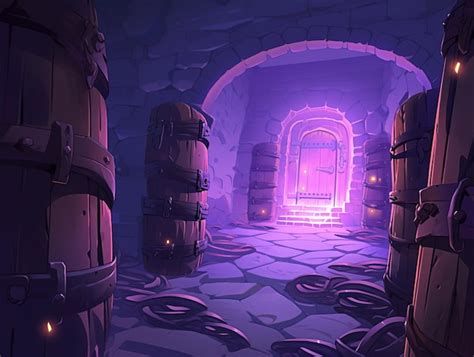 Premium AI Image | there is a cartoon image of a hallway with barrels ...