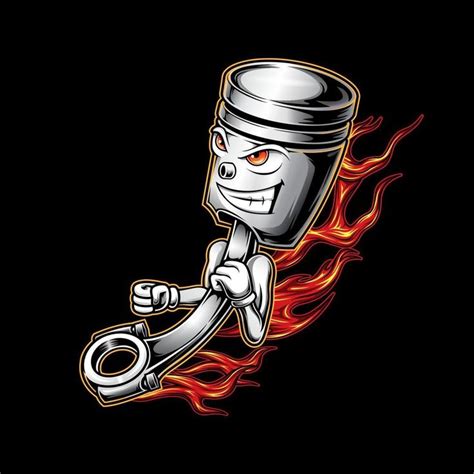 Piston illustration with flaming | Motor logo, Moto logo design, Bike logo