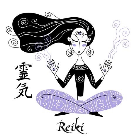 Reiki Healing A Girl In The Lotus Position Conducts A Reiki Session