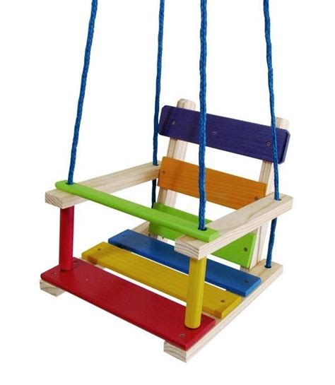 Colorful Wooden Swing for Kids' Room Decor
