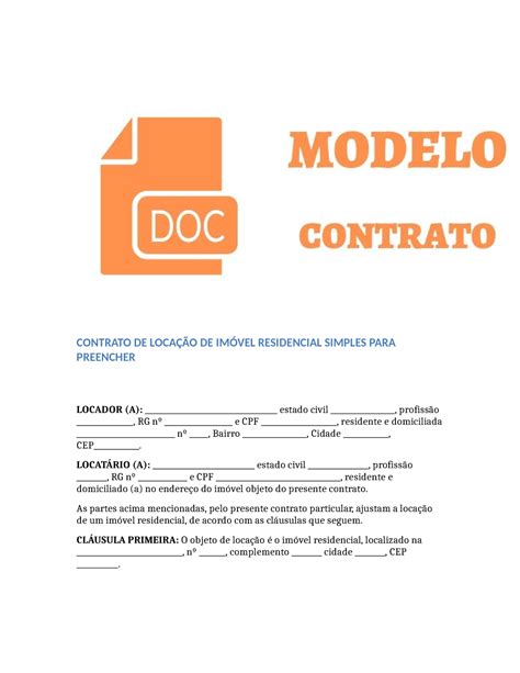 Modelo De Contrato De Aluguel Simples Word Para Preencher Atualizado2