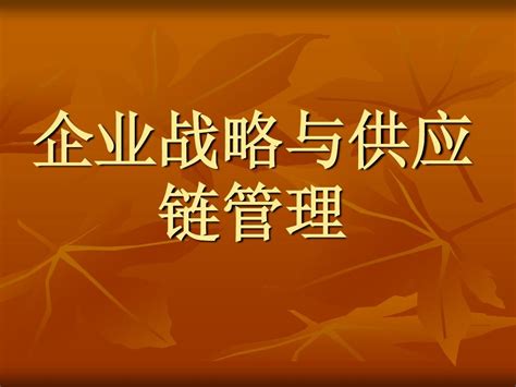 企业战略与供应链管理word文档在线阅读与下载无忧文档