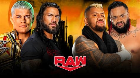 Roman Reigns Cody Rhodes Vs Solo Sikoa Jacob Fatu Full Match Wwe