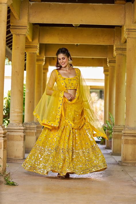 Yellow Lehenga Choli Designs For Engagement