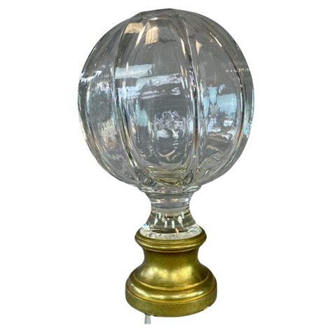 Monumental Crystal And Brass Newel Post Finial Stair Ball Boule D Escalier C1900 For Sale At