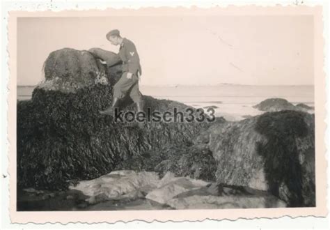 FOTO SOLDAT DER Luftwaffe an der Küste in Penmarch Bretagne Frankreich