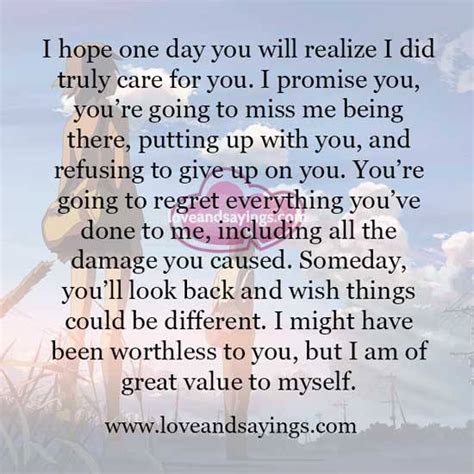 I Did Truly Care For You Love And Sayings