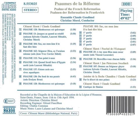 Ensemble Claude Goudimel Psaumes De La Reformation CD Claude