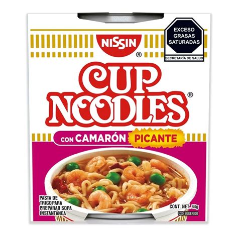 Sopa instantánea Nissin Cup Noodles con camarón picante 64 g Walmart