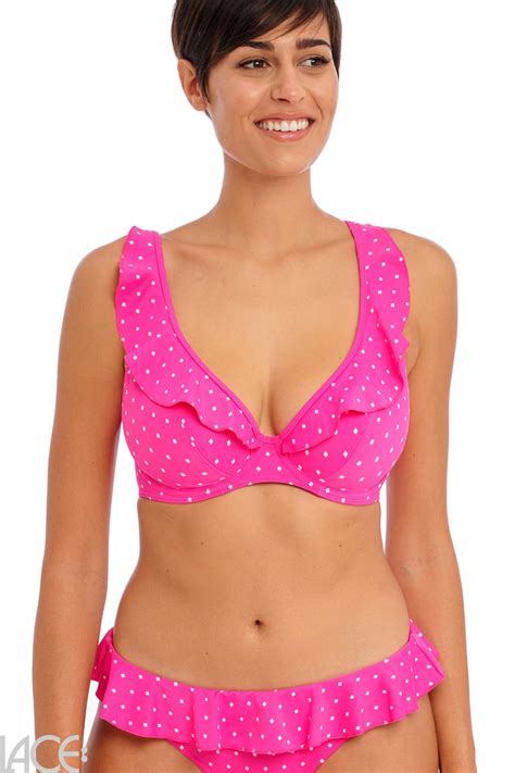 Freya Swim Jewel Cove Plunge Bikini Top G K Cup Raspberry Lace Lingerie
