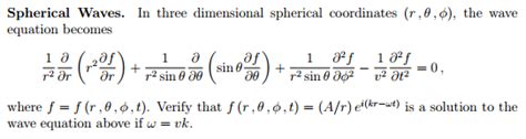 Solved: Spherical Waves. In Three Dimensional Spherical Co... | Chegg.com