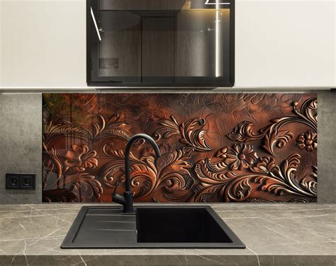 Tempered Glass Backsplash Flower Backsplash Tiles Leaves Backsplash Floral Splashback Stove Back