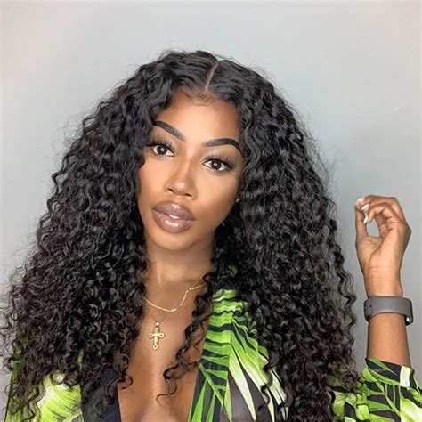 1b 100 Human Hair U Part Lace Front Wigs 130 Density Deep Wave