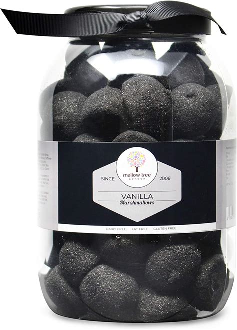 Vanilla Flavoured Black Marshmallow Balls In A Ribbon T Jar 600g By