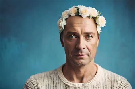 Premium AI Image A Man With A Flower Crown On His Head