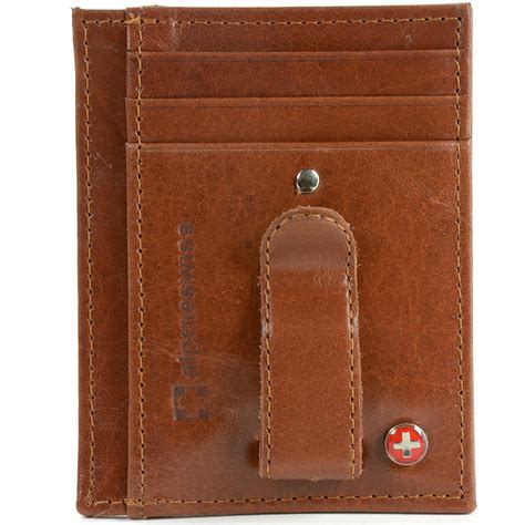 AlpineSwiss RFID Blocking Mens Money Clip Leather Minimalist Front