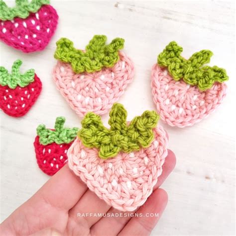 Crochet Pattern Strawberry Applique Embellishment Etsy