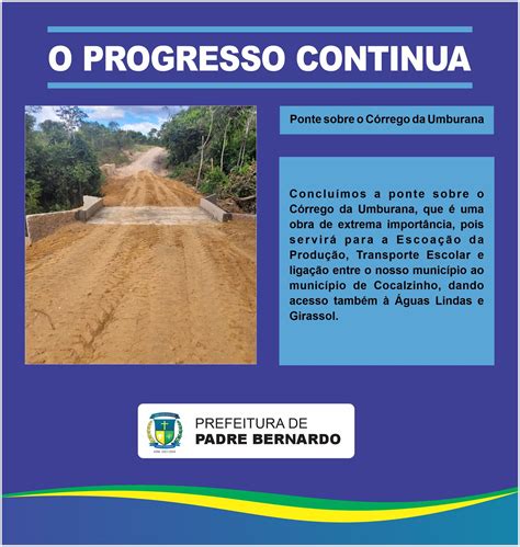 Prefeitura Constr I Mais Uma Ponte Prefeitura Municipal De Padre Bernardo