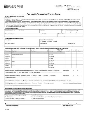 Fillable Online Sbcourts EMPLOYEE CHANGE OF STATUS FORM Sbcourts Fax