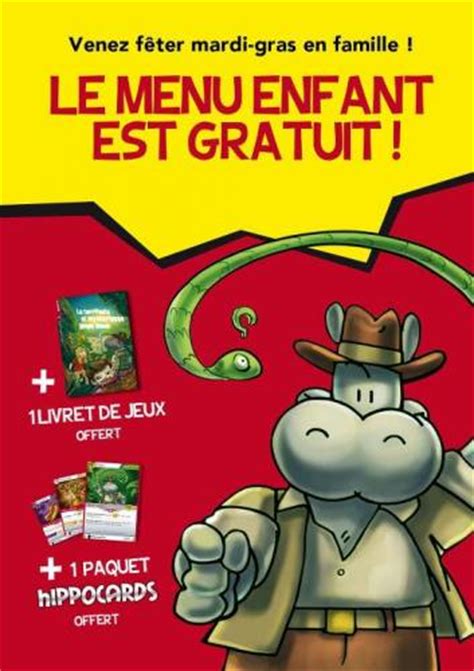 Hippopotamus Menu Enfant Gratuit Pour Mardi Gras