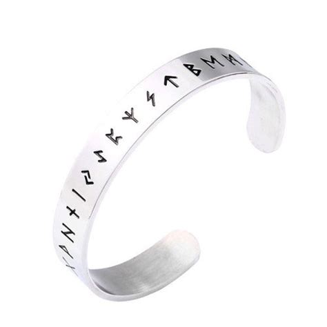 Viking Stainless Steel Rune Bracelet Cuff Norse Bangle Etsy