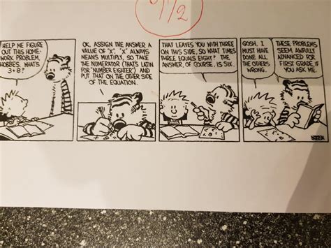 Our math teacher always puts Calvin and Hobbes comics on our tests ...