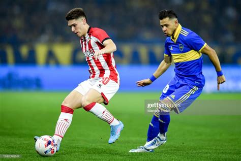 Benjamin Rollheiser Of Estudiantes La Plata Competes For The Ball In