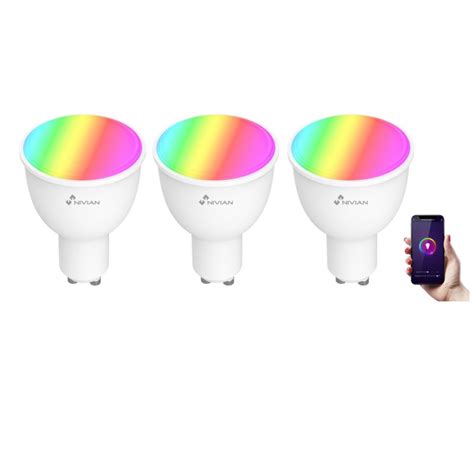 Nivian Kit X Ampoules Intelligentes Gu Led Rgb Couleurs