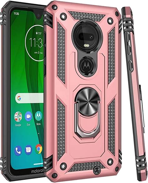 Military Grade Drop Impact For Motorola Moto G7 Play Case 360 Metal Rotating Ring