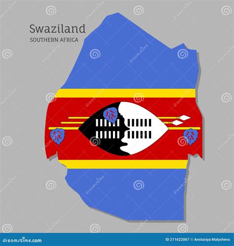 Map Of Swaziland With National Flag Stock Vector Illustration Of