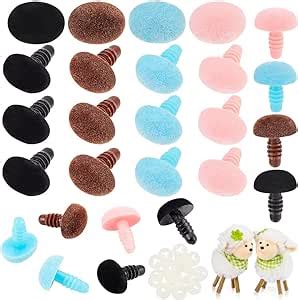 PH PandaHall Flocking Safety Noses 24 Sets Oval Noses Crafts Amigurumi