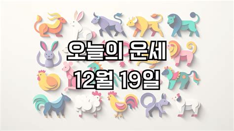 오늘의 운세 12월 19일 띠별운세 00띠 행운 00띠 주의 조심 좋은띠 안좋은띠 미라클 운세