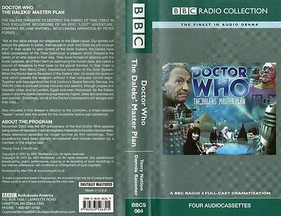 DOCTOR WHO - THE DALEKS MASTER PLAN - RARE 4 X CASSETTE AMERICAN ...