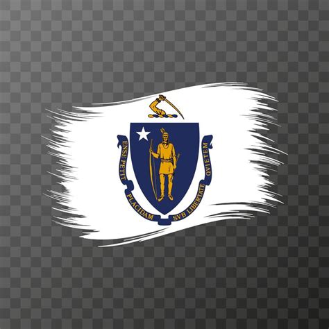 Massachusetts State Flag In Brush Style On Transparent Background