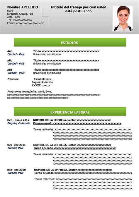 Formato De Hoja De Vida Sencilla Para Descargar En Word