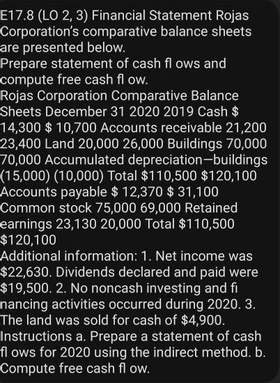 Solved E17 8 LO 2 3 Financial Statement Rojas Chegg