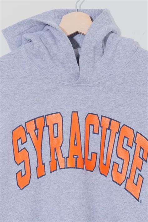 Vintage Y2k Distressed Syracuse Spell Out Gray Hoodie Sweatshirt