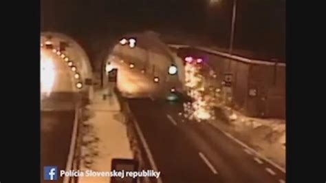 Caught On Camera Car Crashes Into Top Of Tunnel