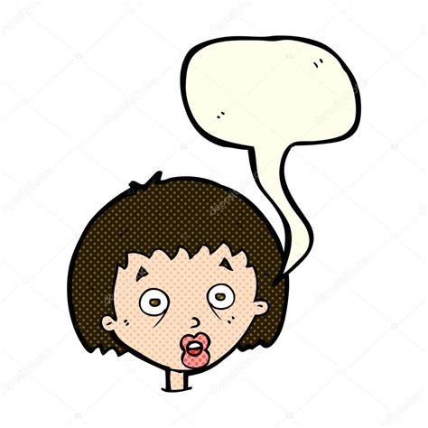 Cartoon Shocked Woman With Speech Bubble Stock Vector