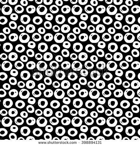 Abstract Polka Dot Pattern With Hand Drawn Dots Cute Vector Black And