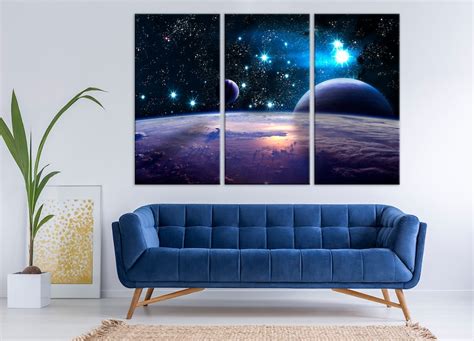 Space Wall Art Planets Canvas Print Nasa Poster Nebula Wall Etsy