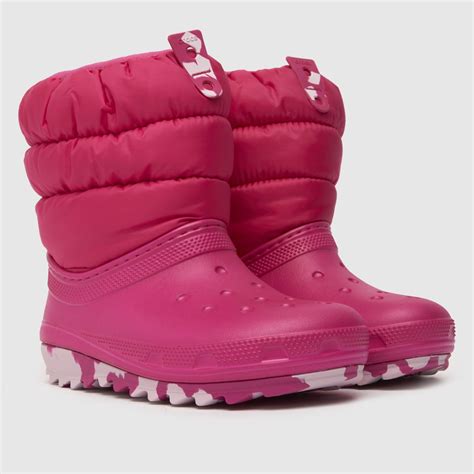 Kids Girls Junior Pink Crocs Classic Neo Puff Boots | schuh