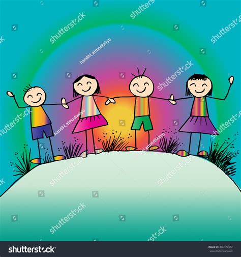 Happy Cartoon Kids Stock Vector Royalty Free 486077902 Shutterstock