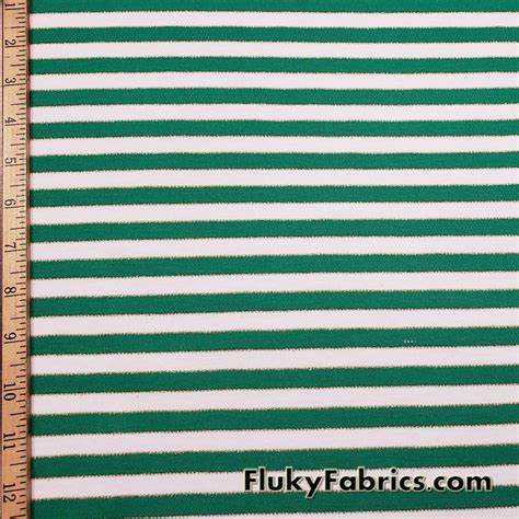 Green and White Stripes with Gold Lurex Accents Poly Cotton Knit Fabric ...