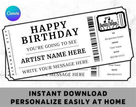 Editable Concert Ticket Template Editable Ticket DIY Ticket Template ...