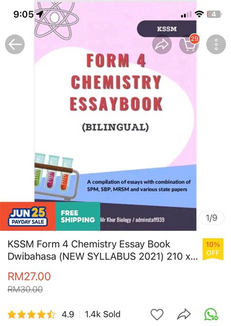 Kssm Form Chemistry Essaybook Spm Mr Khor Biology Hobbies Toys